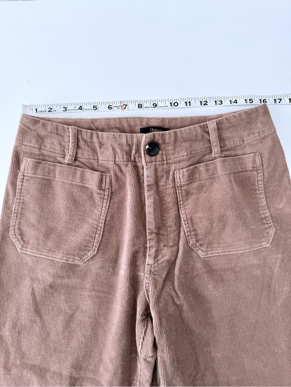 Quince Organic Cotton Stretch Corduroy Wide Leg Crop Pants Tan Beige Size 12 - Picture 9 of 12